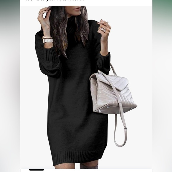 Dresses & Skirts - Elegant Black Turtleneck Sweater Dress
